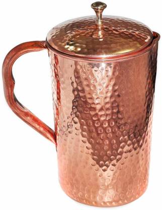 Pure Copper Hammered Design 1.5 Liter Jug & 2 Hammered Mug Ayurveda Benefit