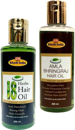 khadi natural herbal 18 Herbs Hair Oil & Amla Bhringraj Hair Oil (Pack of  2) Hair Oil - Price in India, Buy khadi natural herbal 18 Herbs Hair Oil &  Amla Bhringraj