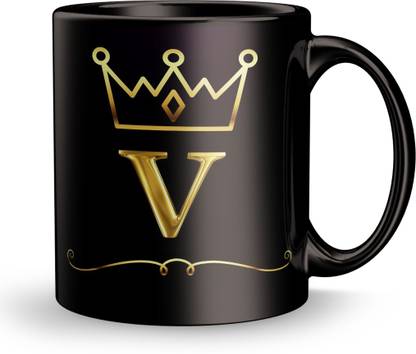 Plakasha Creations V Letter Black Print Design Gift For Boyfriend Ceramic Coffee Mug Price In India Buy Plakasha Creations V Letter Black Print Design Gift For Boyfriend Ceramic Coffee Mug Online