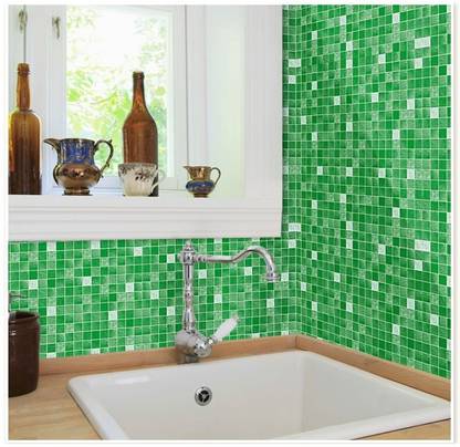 Jaamsoroyals 3d Mosaic Tile Sticker Removable Wallpaper Tile Green 3d Self Adhesive Wall Tiles Bathroom Wall Tiles For Kitchen Backsplash Green Pvc Square Decorative Vinyl Tile Decals 500 X 60 Cm Price