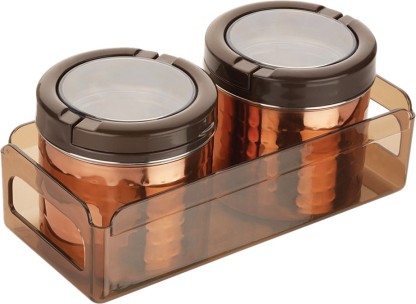 Copper Coating Hammered Shape 3 PCS Air Tight Storage Container Bowls 