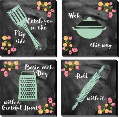 Decodrama Kitchen Quotes Flip Roll Wok Grateful Wall Painting Hanging Framed On 6mm Mdf Board For Dining Room Kitchen Digital Reprint 7 5 Inch X 7 5 Inch Painting Price In India Buy