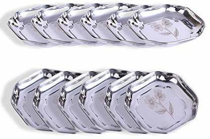 Yana Stainless Steel Side Serving Desert 5 Inch Plates With Floral Design Laser Print P12 Quarter Plate Price In India Buy Yana Stainless Steel Side Serving Desert 5 Inch Plates With
