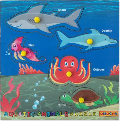 Omocha Aquatic Animals Wooden Learning Preschool Board Small Pegged Puzzle  Multicolour - 5 Pieces - Aquatic Animals Wooden Learning Preschool Board  Small Pegged Puzzle Multicolour - 5 Pieces . shop for Omocha products in  India. 