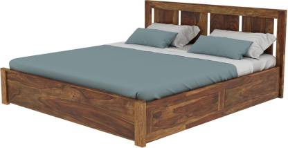 Walnut Color Sheesham Wood Solid Wood King Box Bed