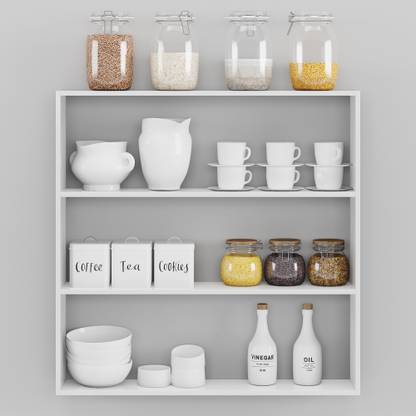 Furnifry Wooden Kitchen Wall Shelf/Wall Mounted Kitchen Shelves/Kitchen Storage Shelf/ MDF (Medium Density Fiber) Wall Shelf