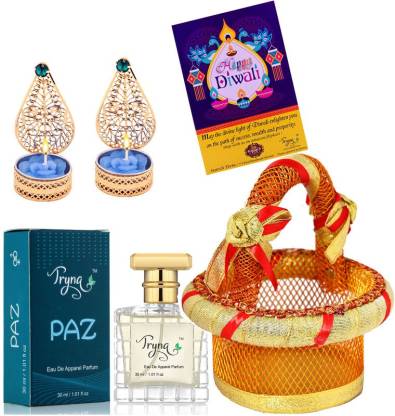 TT Paz diwali gift hamper box pack decoration set laxmi ganesh toran diya long lasting perfume home family_D - P 16 Bamboo Gift Box