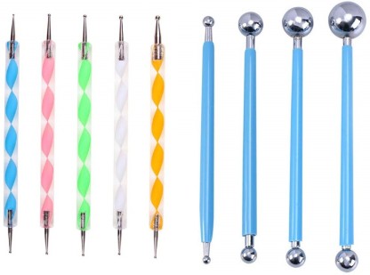 Fyuan 6 Pcs Plastic Dotting Tools Set for Embossing Pattern Clay Pottery Ceramics Flower Carving Sculpting Modeling Tool 