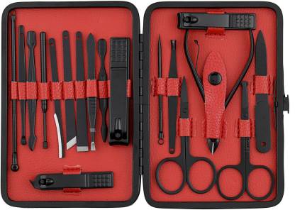 Beauté Secrets Manicure Set, Manicure kit for women, Pedicure kit 18 in 1  Nail Scissors Grooming Kit with Black Leather Travel Case, Red - Price in  India, Buy Beauté Secrets Manicure Set,