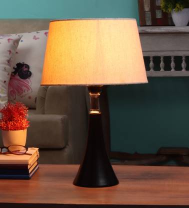 Brightdaisy 10 White Shade With Black Metal Base Table Lamp In India At Flipkart Com Black Metal Base Table Lamp, Black Metal Table Lamp With White Shade