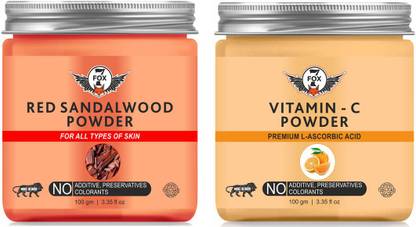7 Fox Natural Organic Red Sandalwood Powder Vitamin C Powder For Face Skin Whitening Brightening For Men Women 100gm Packof 2 Jar Price In India Buy 7 Fox Natural Organic Red