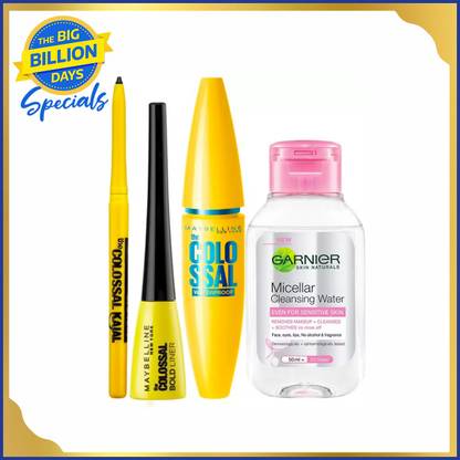 Maybelline Kajal+ Liner+Mascara + Garnier Micellar