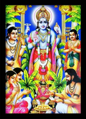 SUNINOW Big Size Poster of Satya Narayan with Frame (48 x 34 cm )| GOD PHOTO  FRAMES | Hindu god photo | Bhagwan photo | Hindu deity Religious Frame  Price in India -