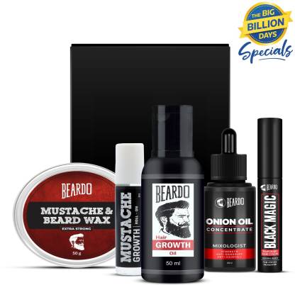 BEARDO Beard & Mustache Extra Strong Wax with Onion Oil, Growth Hair Oil,  Mustache Growth Roll On and Black Magic Temporary Hair Color (Natural Black)  Combo Price in India - Buy BEARDO
