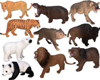 Giftary Set Of 10 Big Size Safari Animals Figures, Realistic Tiny Animals  Figurines, Made Of Viny