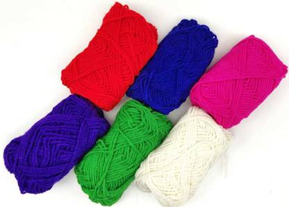 Satyam Kraft 6 Pcs Different Color Wool Thread Set For Knitting Art And Craft For Rakhi Making Knitting Sweaters Wool Yarn Pack Of 6 6 Pcs Different Color Wool Thread Set