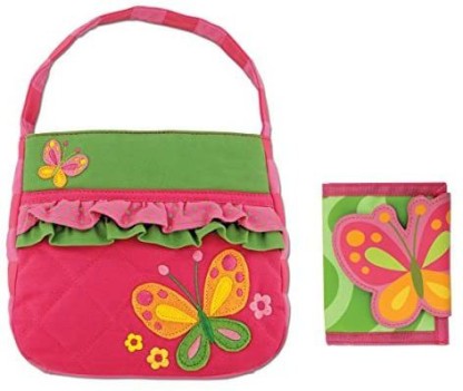 Stephen Joseph Quilted Butterfly Purse with Butterfly Wallet for Girls