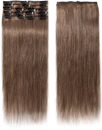 PrettyShineHair 7 Pcs Human Extensions Clip On Real Clip In Extensions For  Women And Girls 100 Gram 14 Inch (Light Brown) Hair Extension Price in  India - Buy PrettyShineHair 7 Pcs Human