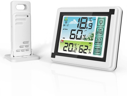 Weather Station Wireless Indoor Outdoor Thermometer Digital Atomic Clock Weather Thermometer with Multiple Sensors Accurate Temperature and Humidity Monitor… 