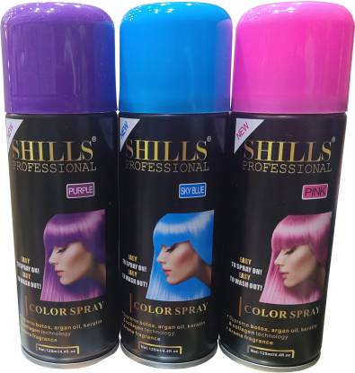 Shills Professional Temporary Hair Color Spray , Pink, Sky Blue, Purple ...