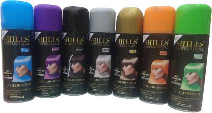 Shills Professional Temporary Hair Color Spray (Pack Of 7) , Gold, Purple,  Sky Blue, Black, Silver, Green, Orange - Price in India, Buy Shills  Professional Temporary Hair Color Spray (Pack Of 7) ,
