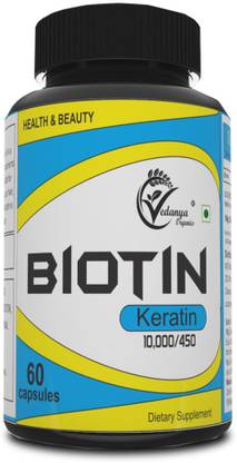 vedanya organics biotin with keratin hair growth supplement for men women 60 capsules