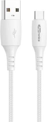 Portronics USB Type C Cable 1 m POR-1179 Konnect A Nylon Braided  (Compatible with Compatible with All USB Type C Supported Devices, White, One Cable)