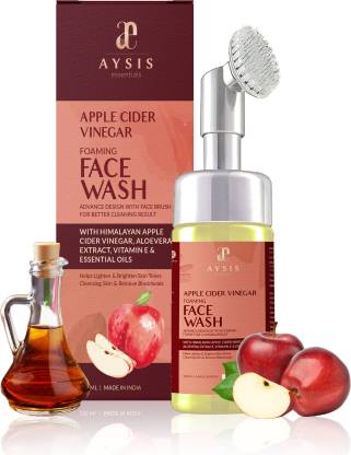 AYSIS essentials Apple Cider Vinegar Foaming Cleanser Facewash with Silicon Brush Attached With Facewash Face Wash