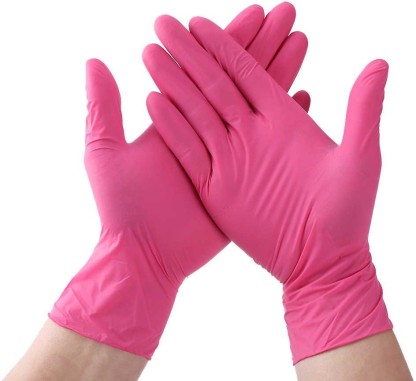 pink examination gloves