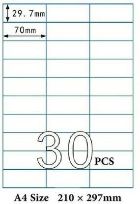 RajHeera 50 Sheets A4 Sticker 70X29.7 mm 30pcs in One A4 ...