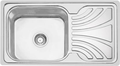 RUHE Stainless Steel Single Bowl Kitchen Sink With Drainboard 32 X 18 X 8 Inhces 13-0204-02 Vessel Sink