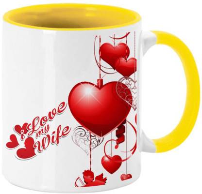 COLOR YARD best happy karwa chauth I love my wife heart background on inner  hadle mug design on Ceramic Coffee Mug Price in India - Buy COLOR YARD best  happy karwa chauth