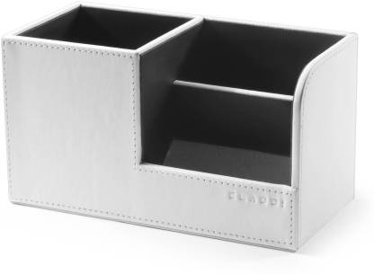 Cladd 3 Compartments Faux Leather Desk, Leather Desk Organizer