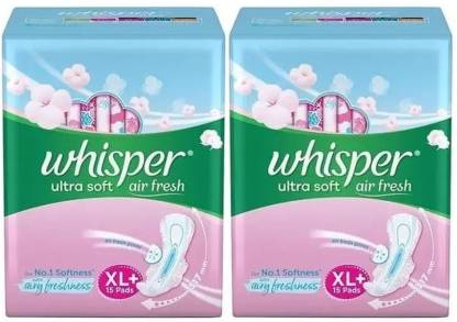Whisper Ultra Soft Air Fresh XL Plus 15+15 Count Sanitary Pads Sanitary Pad