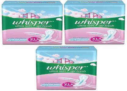 Whisper Ultra Soft Air Fresh XL Plus 15+15+15 Count Sanitary Pads Sanitary Pad