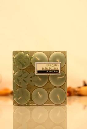 ROSeMOORe Eucalyptus & Kaffir Lime Scented Tea Lights for Living Room, Washroom, Bedroom, Office Candle