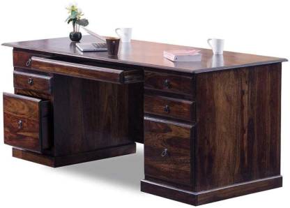 Balaji Furniture Sheesham Wood Writing, Wooden Office Desk With Shelves