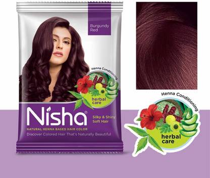nisha natural henna based semi permanent hair color 15 gm each sachet burgundy red pack of 10 burgundy price in india buy nisha natural henna based semi permanent hair color