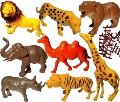 Mallexo Big Wild Animals Toys for Kids Set Safely Play 8PCS with 8Pcs  Boundaries Zoo Animals Toys Set Large Multicolored Jungle Animal Action  Figures Toys Set - Big Wild Animals Toys for