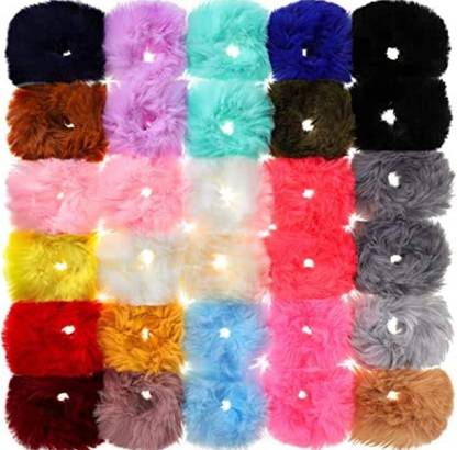 Ibda Faux Fur Multicoloured Pack 0f 30 Fuzzy Furry Artificial Rabbit Soft Fur Very Soft Premium Hair Scrunchies Handmade Quality Assured Head Accessories Rubber Band Price In India Buy Ibda Faux Fur