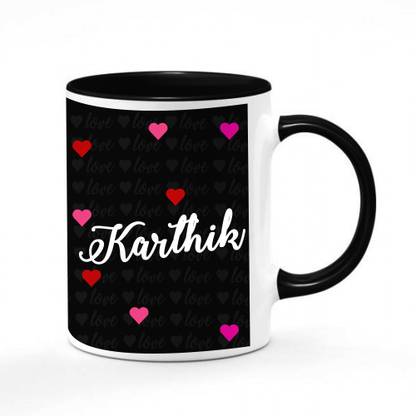 Gifts Zone Karthik Name Printed Black Inner Handle Best Gifts For Valentine S Day Birthday Anniversary Mgz 241 Ceramic Coffee Mug Price In India Buy Gifts Zone Karthik Name Printed Black