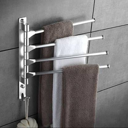 Plantex Aluminium 4 Arm Bathroom Swing, Swing Arm Bath Towel Rack