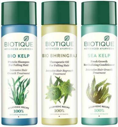 BIOTIQUE Bio Hair care kit ( kelp shampoo+bhingraj hair oil+ sea kelp  conditioner)430gm Price in India - Buy BIOTIQUE Bio Hair care kit ( kelp  shampoo+bhingraj hair oil+ sea kelp conditioner)430gm online