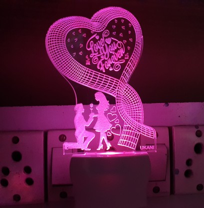 Touch Four Love LED Table Night  3D LED Lamp 7 Color Bedroom Light 
