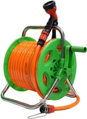 4 Layers Garden Hose Pipe Reel Connection Green Set to Outdoor Tap Connectors 