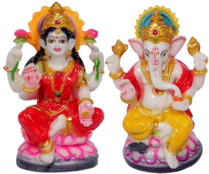 Krishnagallery1 Laxmi Ganesh Statue Marble Finish Ganesh Ji Murti Love Couple For Home Temple Use Office Temple Gifted Use Item Statue Decorative Showpiece 15 Cm Price In India Buy