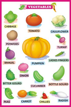 Fruits And Vegetables Chart Vegetable Charts Kids Learning Vegetable Chart Vegetables Educational Chart Paper Print H Krishna Posters Educational Posters In India Buy Art Film Design Movie Music Nature And Educational
