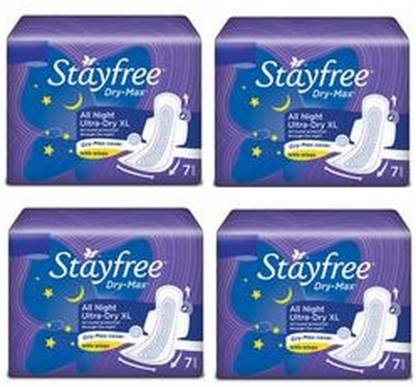 STAYFREE Dry Max Ultra-Dry Wings 7+7+7+7 (XL) Sanitary Pad