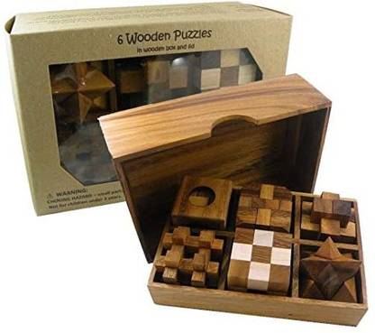 Winshare Puzzles And Games 6 Wooden Puzzle Gift Set In A Wood Box 3d Uniquefor Adults And Teens 6 Wooden Puzzle Gift Set In A Wood Box 3d Uniquefor