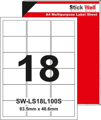STICKWELL STICKWELL A4 LABEL SHEET 63.5mm X 46.6mm OFFICE ...